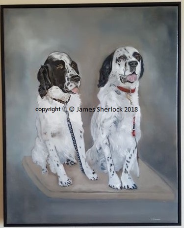 oil portrait english setter dogs